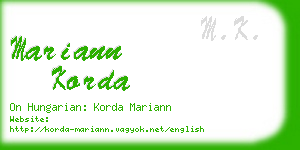 mariann korda business card